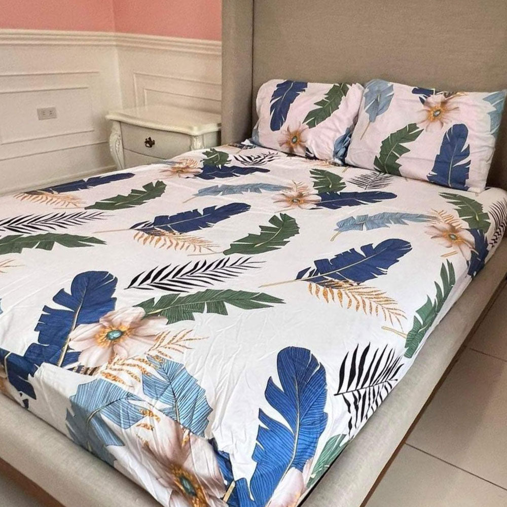 Tropical Oasis 3-in-1 Bedding Set (1 Full Gartered Fitted Bedsheet with 2 Pillowcases)