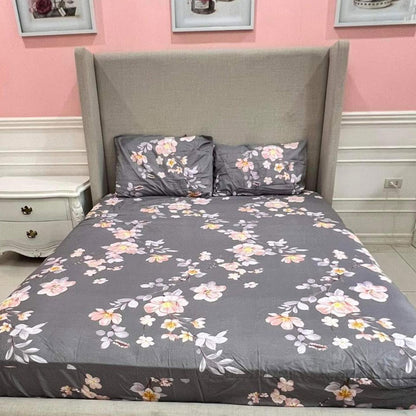 Vintage Peach Floral Dreams 3-in-1 Bedding Set (1 Full Gartered Fitted Bedsheet with 2 Pillowcases)
