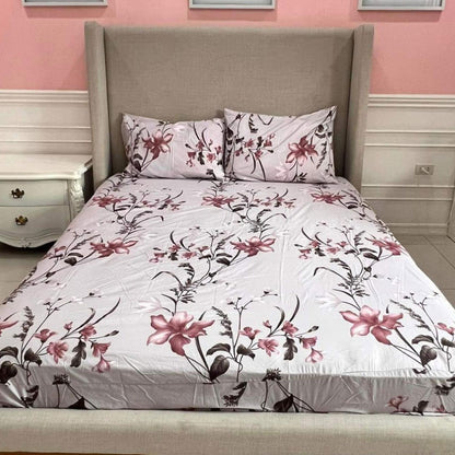 Blooming Gardens 3-in-1 Bedding Set (1 Full Gartered Fitted Bedsheet with 2 Pillowcases)