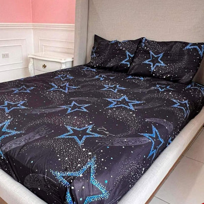 Celestial Magic 3-in-1 Bedding Set (1 Full Gartered Fitted Bedsheet with 2 Pillowcases)