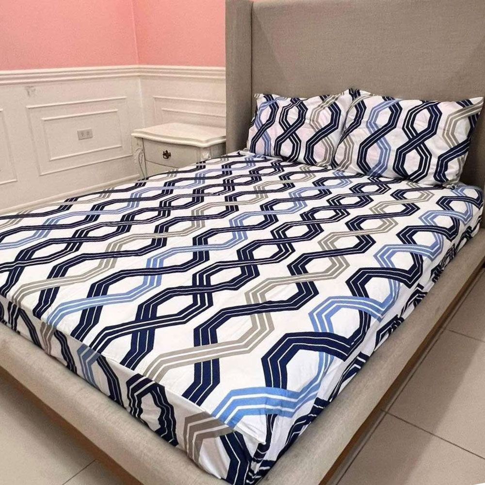 Whispering Waves 3-in-1 Bedding Set (1 Full Gartered Fitted Bedsheet with 2 Pillowcases)