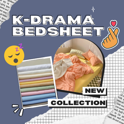 K-Drama 3-in-1 Bedding Set (1 Full Gartered Fitted Bedsheet with 2 Pillowcases)