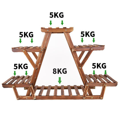 Wood Plant Stand Indoor Outdoor Carbonized Triangle 6 Tiered Corner Plant Rack